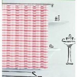 Kate Spade Foliage Striped Shower Curtain Pink